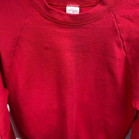 Vintage 90s Fruit of The Loom Blank Sweater Women Ladies Large Red LG Casual Wea - Picture 4 of 6